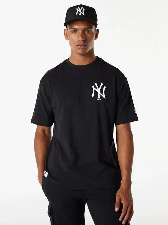 12195 MLB BIG LOGO OVERSIZE TEE NERO NEWERA