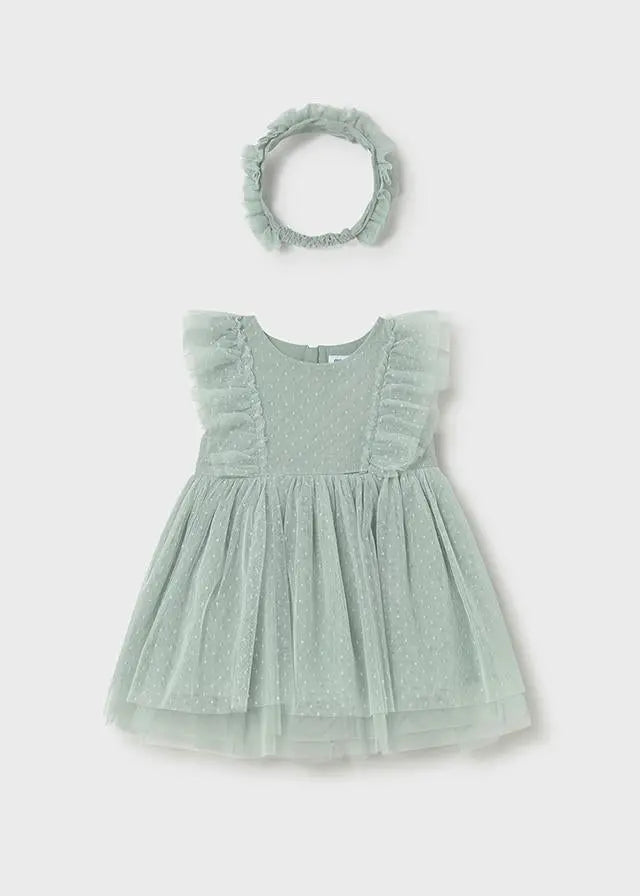 1905 VESTITO TUL CON CERCHIETTO VERDE ACQUA MAYORAL