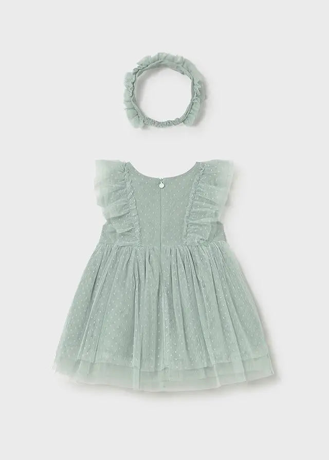 1905 VESTITO TUL CON CERCHIETTO VERDE ACQUA MAYORAL