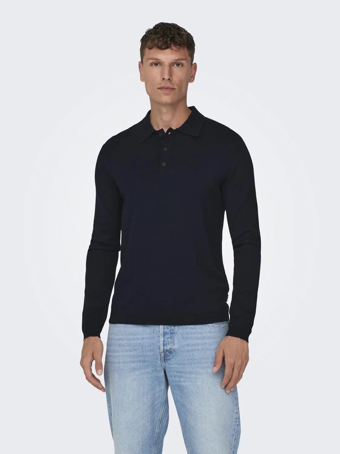 22021184 ONSWYLER LIFE REG 14 LS POLO KNIT BLU SCURO ONLY&SONS