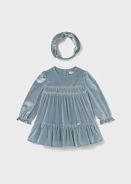 2904 VESTITO VELLUTO FASCIA CELESTE MAYORAL