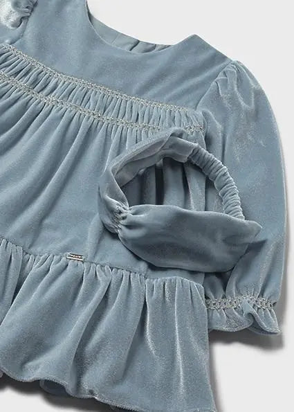 2904 VESTITO VELLUTO FASCIA CELESTE MAYORAL