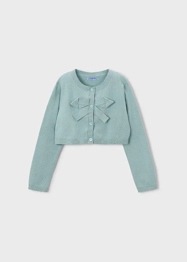 321 CARDIGAN TRICOT BASICO GIROCOLLO VERDE ACQUA MAYORAL