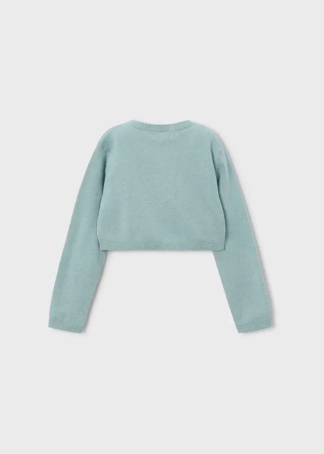 321 CARDIGAN TRICOT BASICO GIROCOLLO VERDE ACQUA MAYORAL