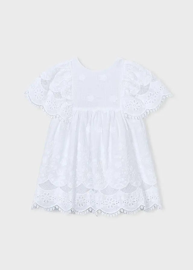 3923 VESTITO COTONE RICAMO BIANCO MAYORAL