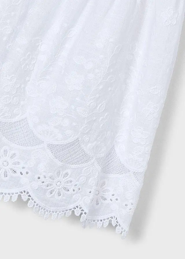 3923 VESTITO COTONE RICAMO BIANCO MAYORAL
