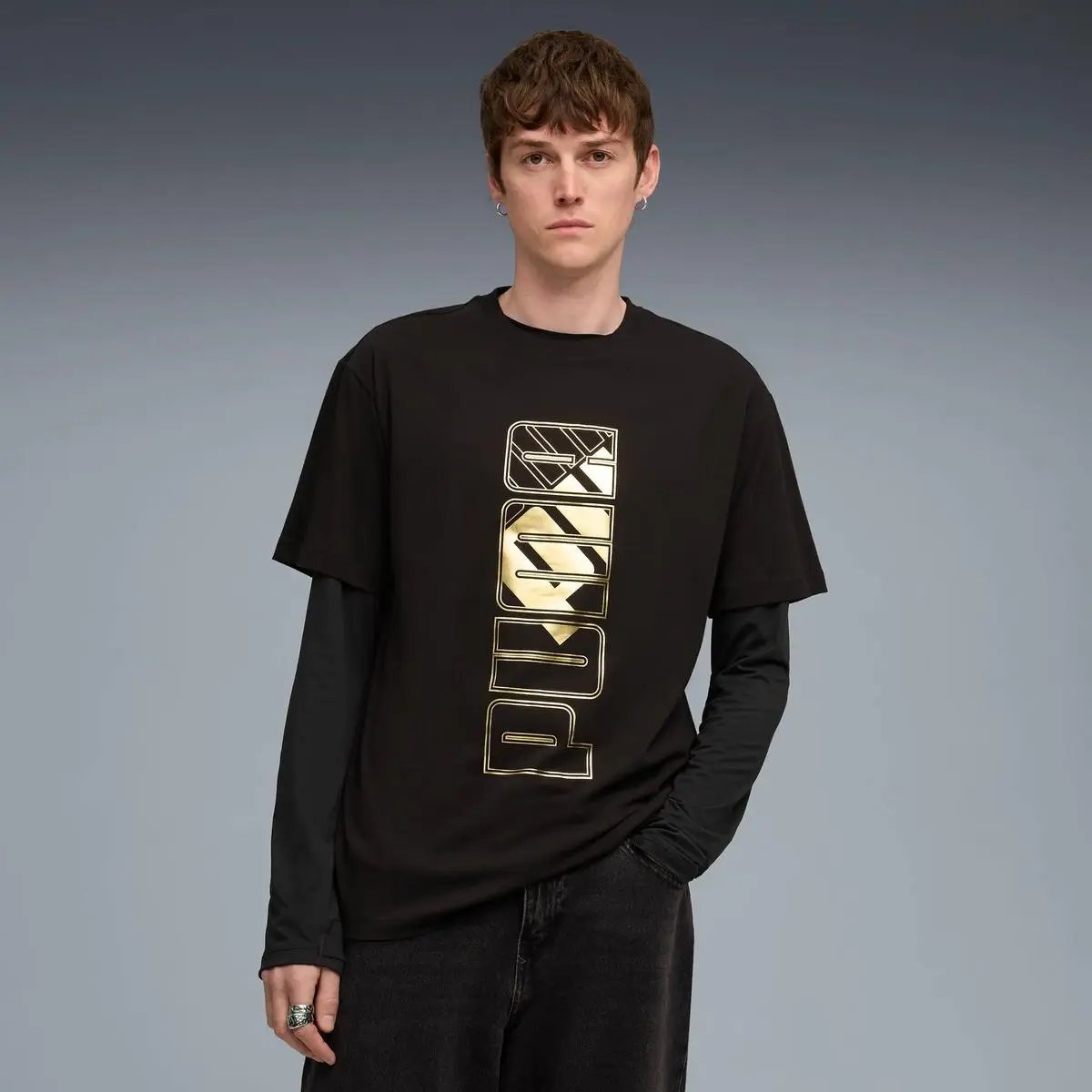 634453 MAXIMAL METALLIC RELAXED TEE NERO PUMA