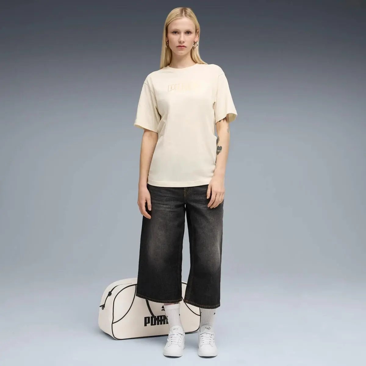 634459 MAXIMAL METALLIC RELAXED TEE BEIGE PUMA