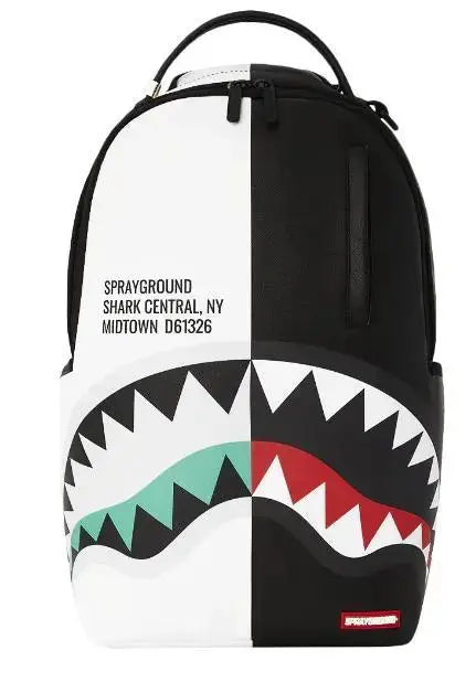 910B6253NSZ SHARK CENTRAL INVERTED SPLIT BIANCO E NERO SPRAYGROUND
