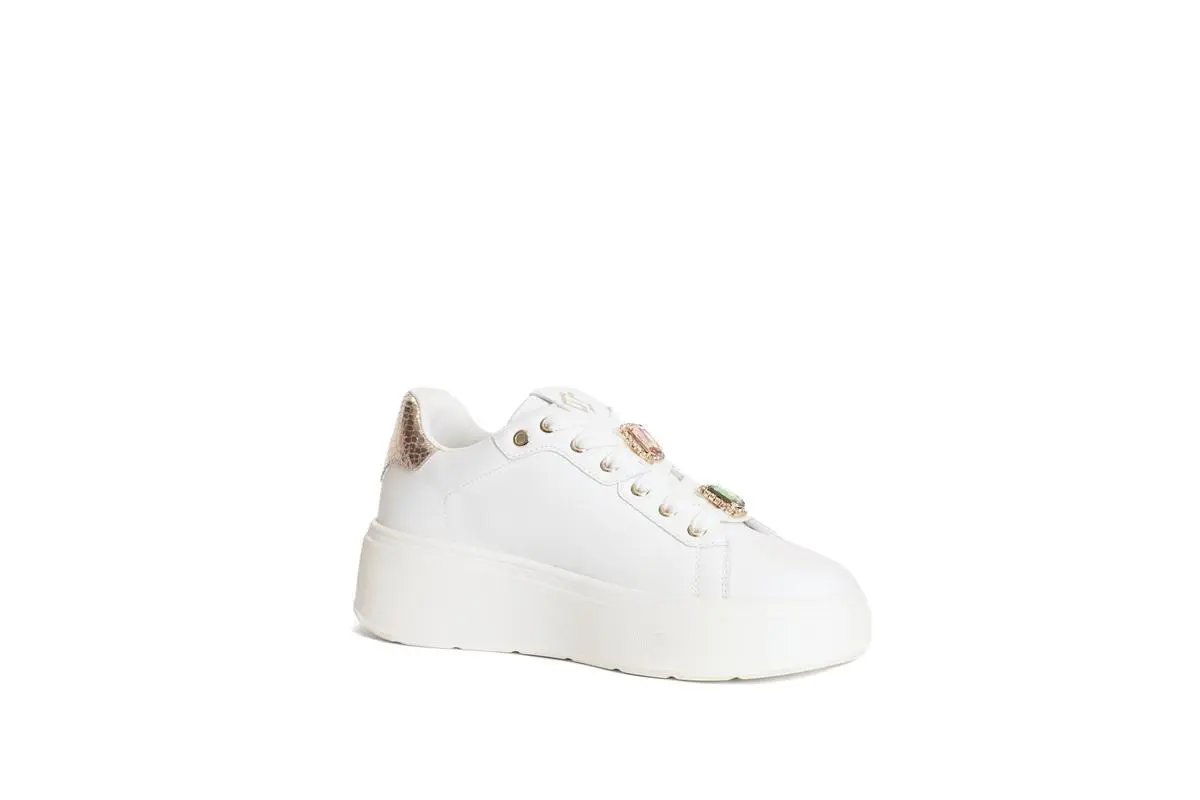 GB916 SNEAKERS PALATFORM CON DETTAGLIO GIOIELLO BIANCO GOLD&GOLD