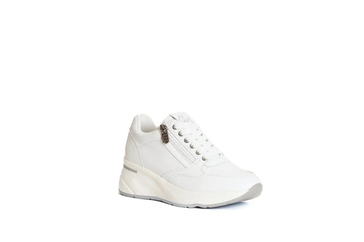 GB925 SNEAKERS CON ZEPPA E ZIP LATERALE BIANCO GOLD&GOLD