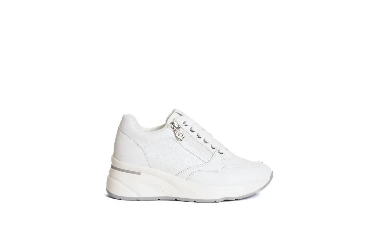 GB925 SNEAKERS CON ZEPPA E ZIP LATERALE BIANCO GOLD&GOLD