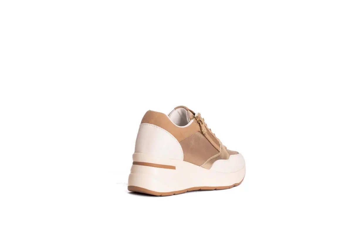 GB925 SNEAKERS CON ZEPPA E ZIP LATERALE CAMEL GOLD&GOLD