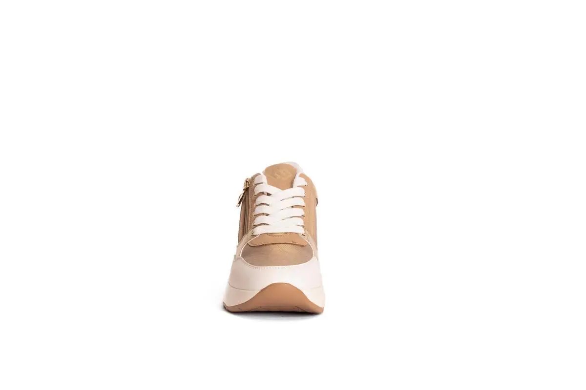 GB925 SNEAKERS CON ZEPPA E ZIP LATERALE CAMEL GOLD&GOLD
