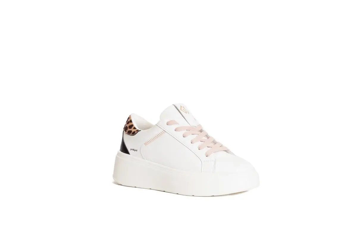 GB948 SNEAKERS CON DETTAGLIO ANIMALIER BIANCO GOLD&GOLD