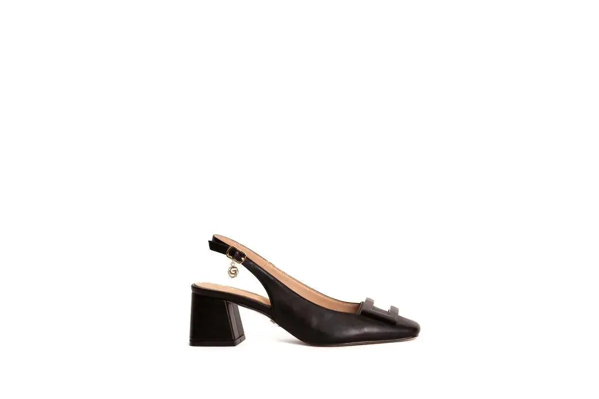 GD208 SLINGBACK CON ACCESSORIO IN TINTA NERO GOLD&GOLD