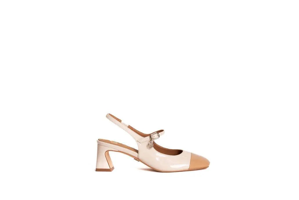 GD219 SLINGBACK PUNTA BICOLORE CREMA GOLD&GOLD