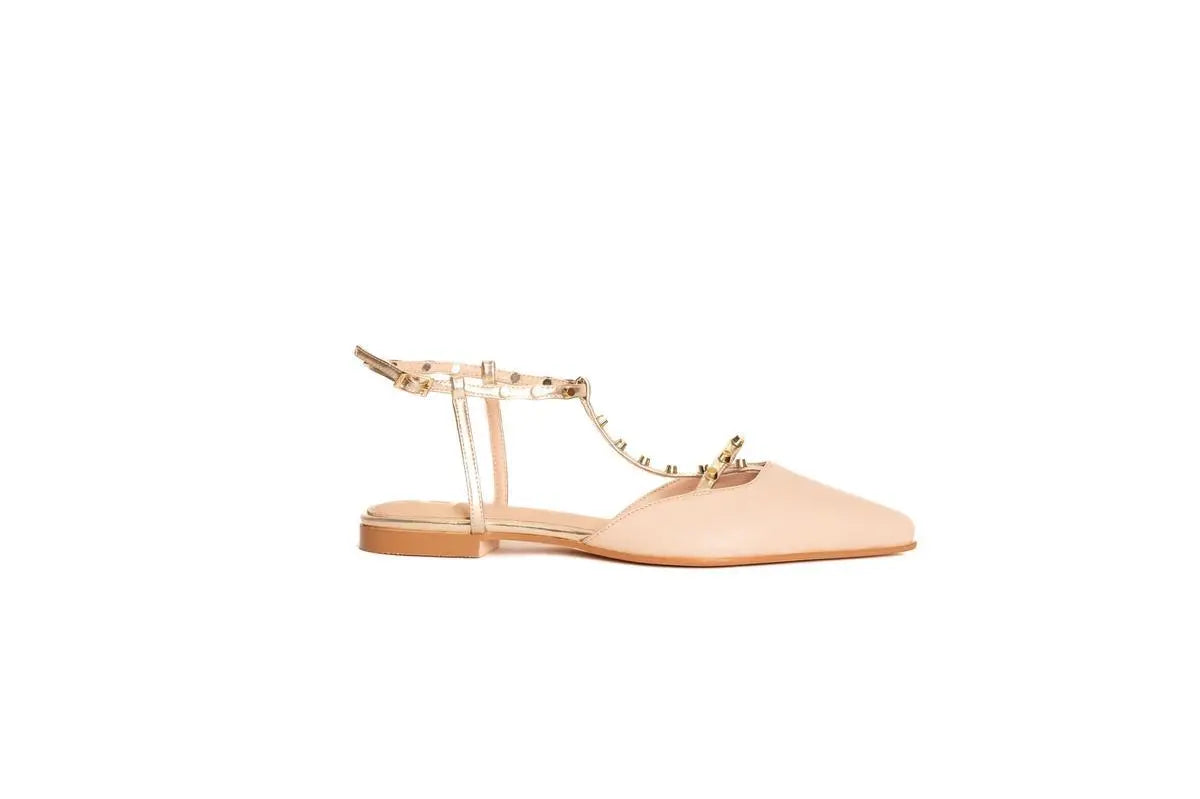 GD245 BALLERINA CON BORCHIE AL CINTURINO NUDE GOLD&GOLD