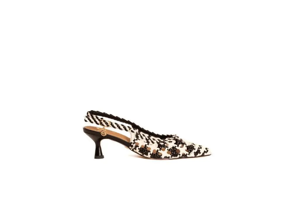 GD246 SLINGBACK INTRECCIATA NERO GOLD&GOLD