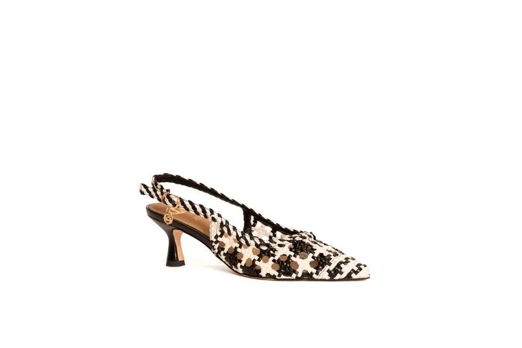 GD246 SLINGBACK INTRECCIATA NERO GOLD&GOLD