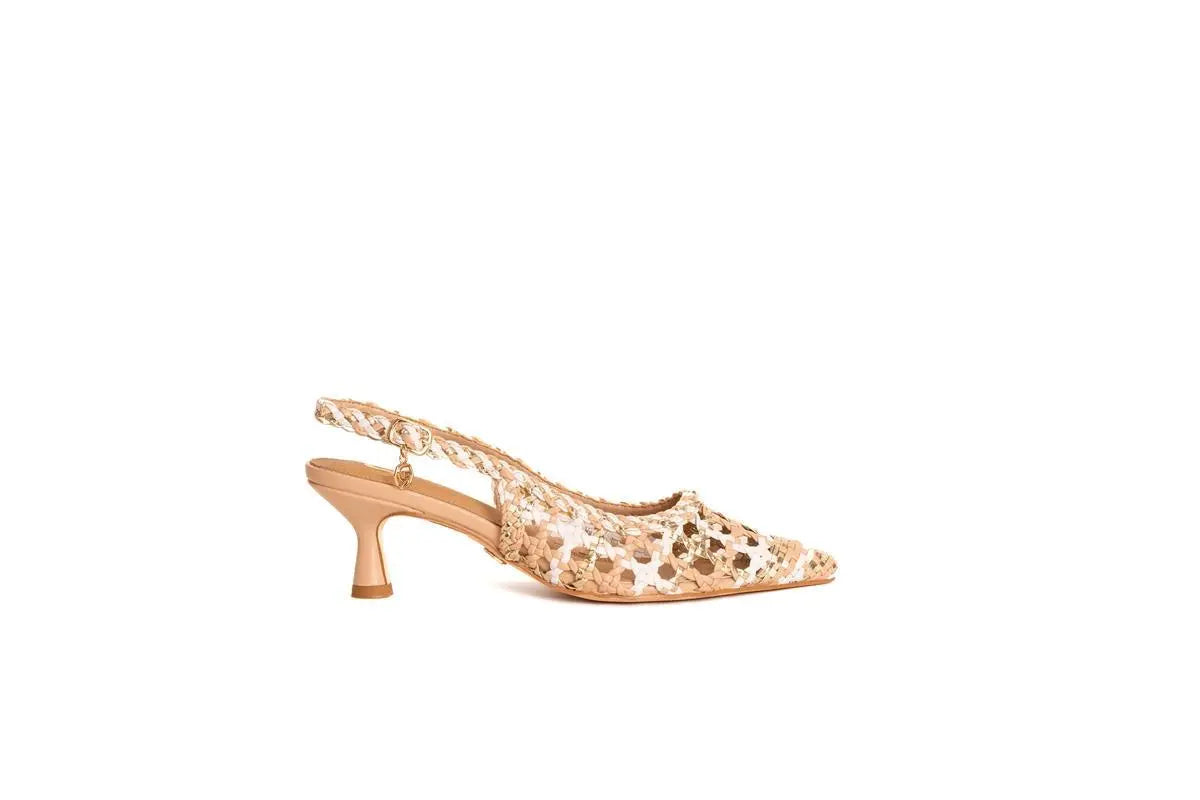 GD246 SLINGBACK INTRECCIATA NUDE GOLD&GOLD