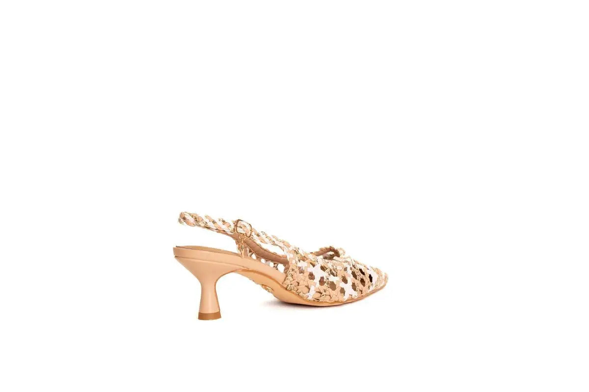 GD246 SLINGBACK INTRECCIATA NUDE GOLD&GOLD