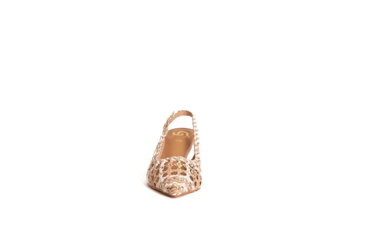 GD246 SLINGBACK INTRECCIATA NUDE GOLD&GOLD