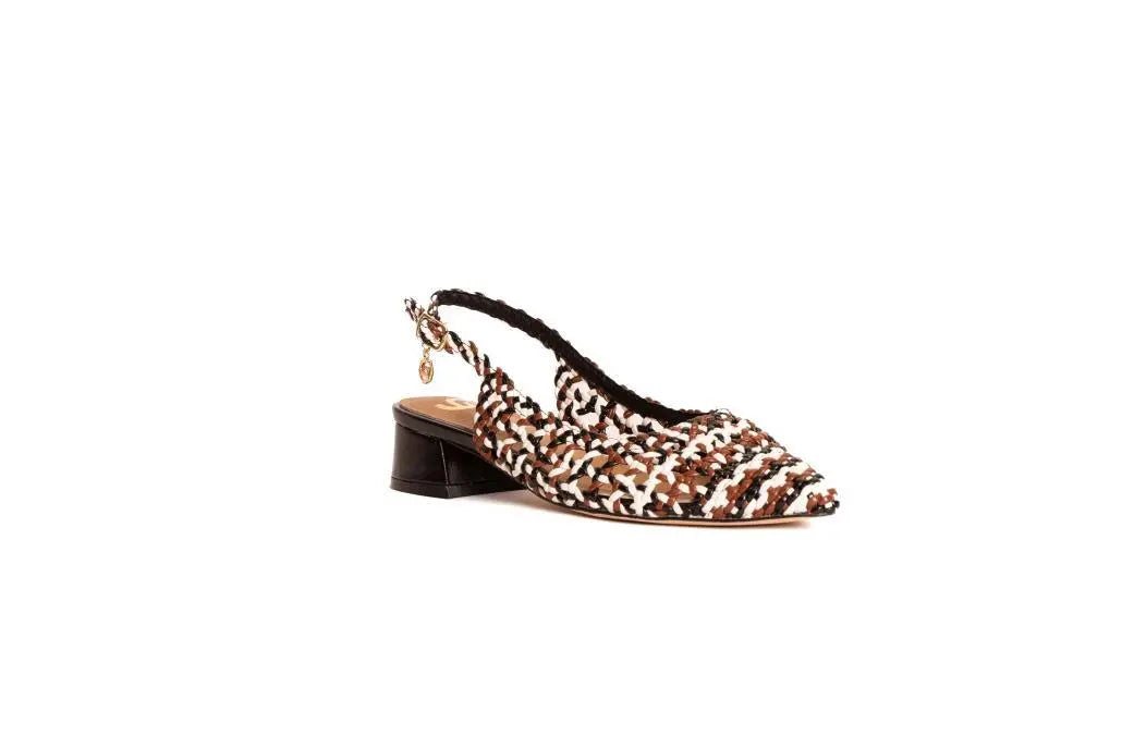 GD247 SLINGBACK INTRECCIATA MARRONE GOLD&GOLD