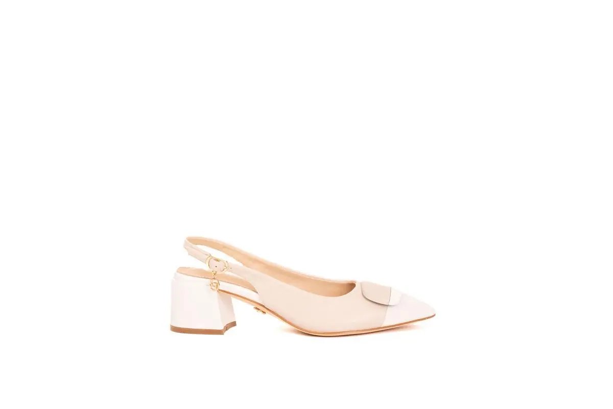 GD269 SLINGBACK CON PUNTA A CONTRASTO BEIGE GOLD&GOLD