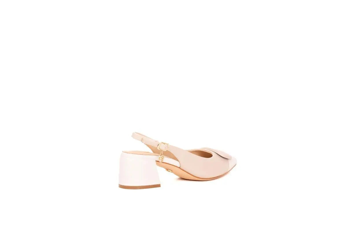 GD269 SLINGBACK CON PUNTA A CONTRASTO BEIGE GOLD&GOLD