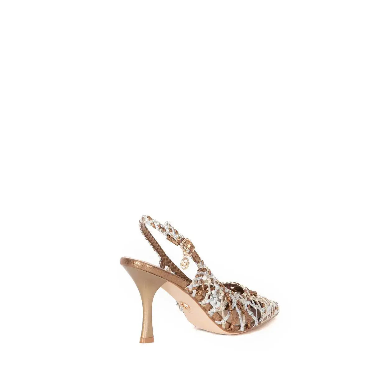 GK253 SLINGBACK INTRECCIATA SCARPA DONNA MULTI ORO GOLD&GOLD