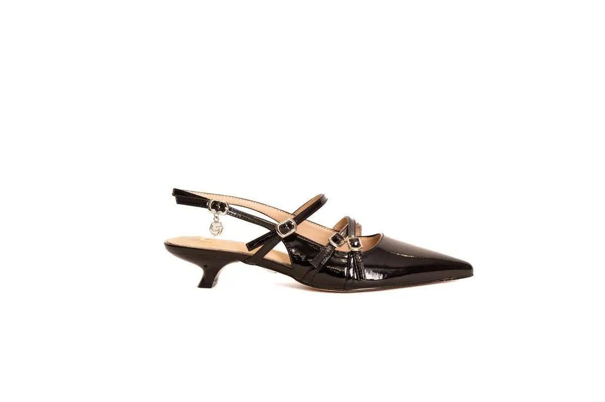 GO18 SLINGBACK TRIPLO CINTURINO NERO GOLD&GOLD