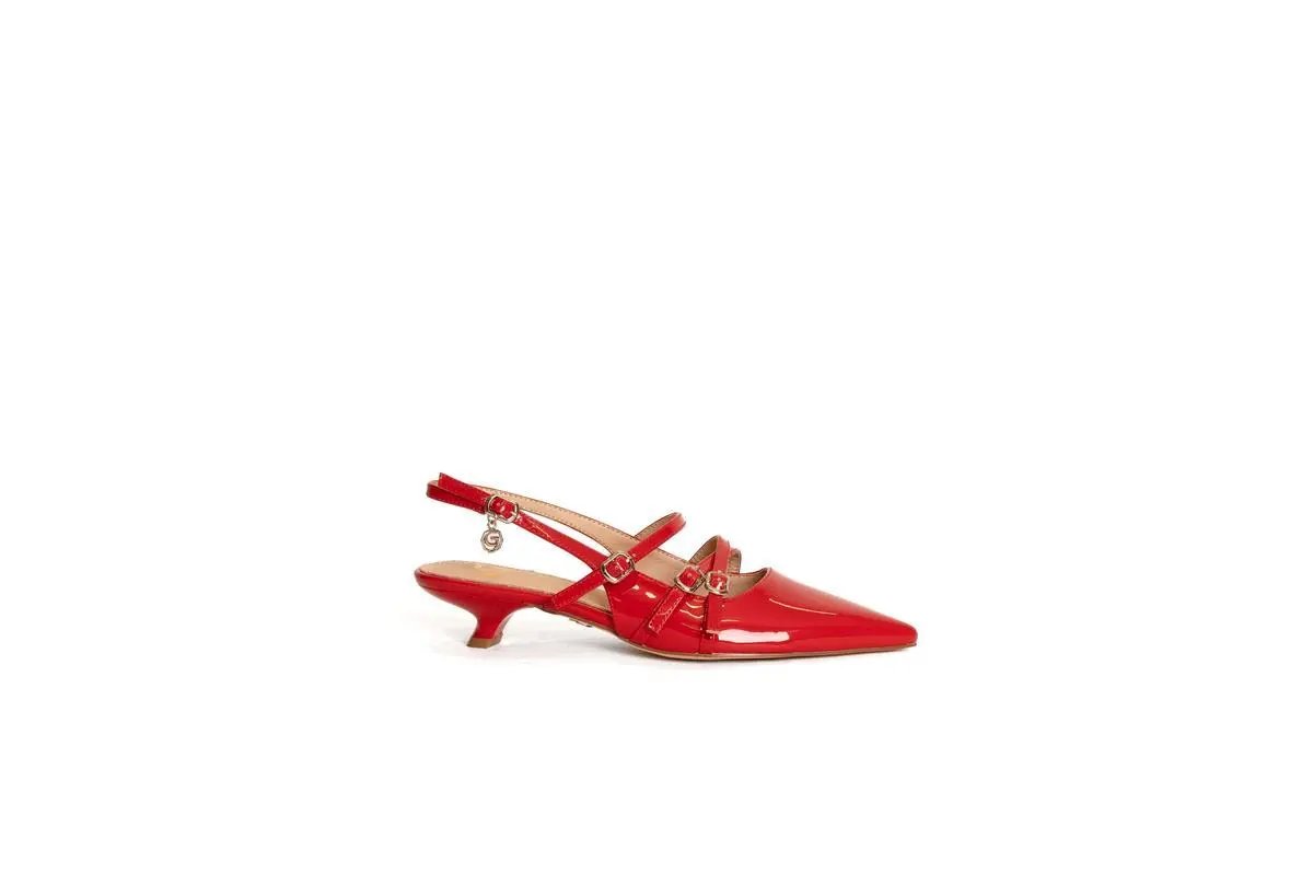 GO18 SLINGBACK TRIPLO CINTURINO ROSSO GOLD&GOLD