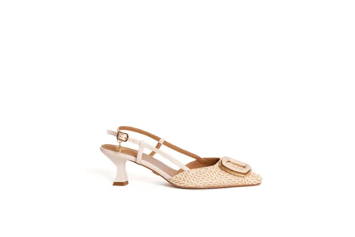 GP827 SLINGBACK CON ACCESSORIO BIANCO GOLD&GOLD