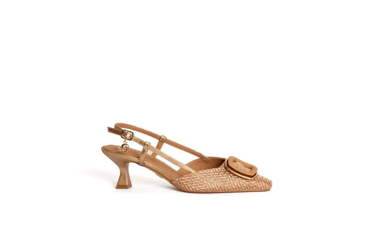 GP827 SLINGBACK CON ACCESSORIO CAMEL GOLD&GOLD