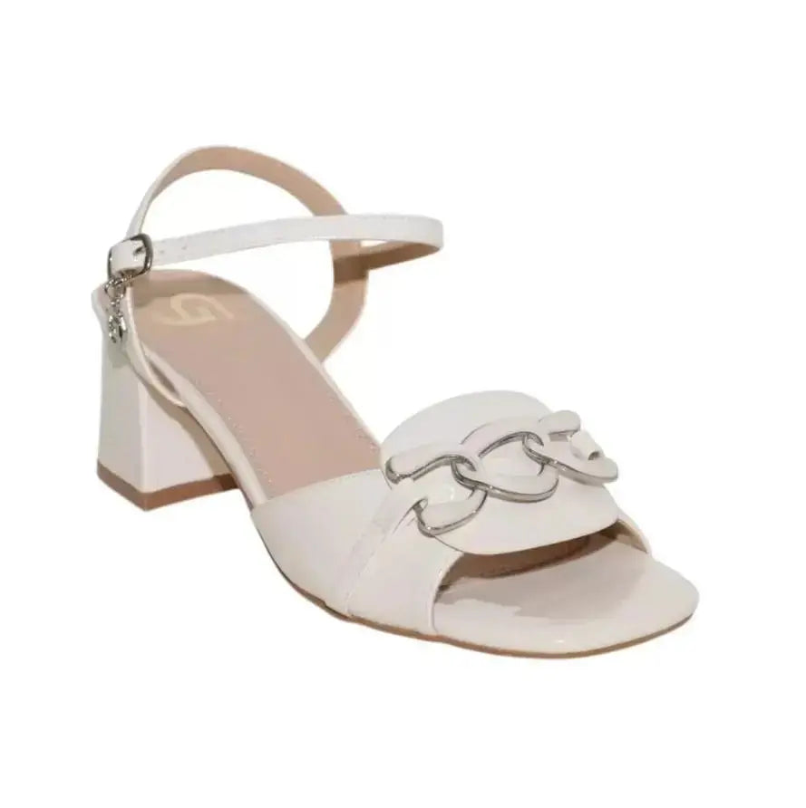GP963 SANDALO TACCO QUADRO BEIGE GOLD&GOLD