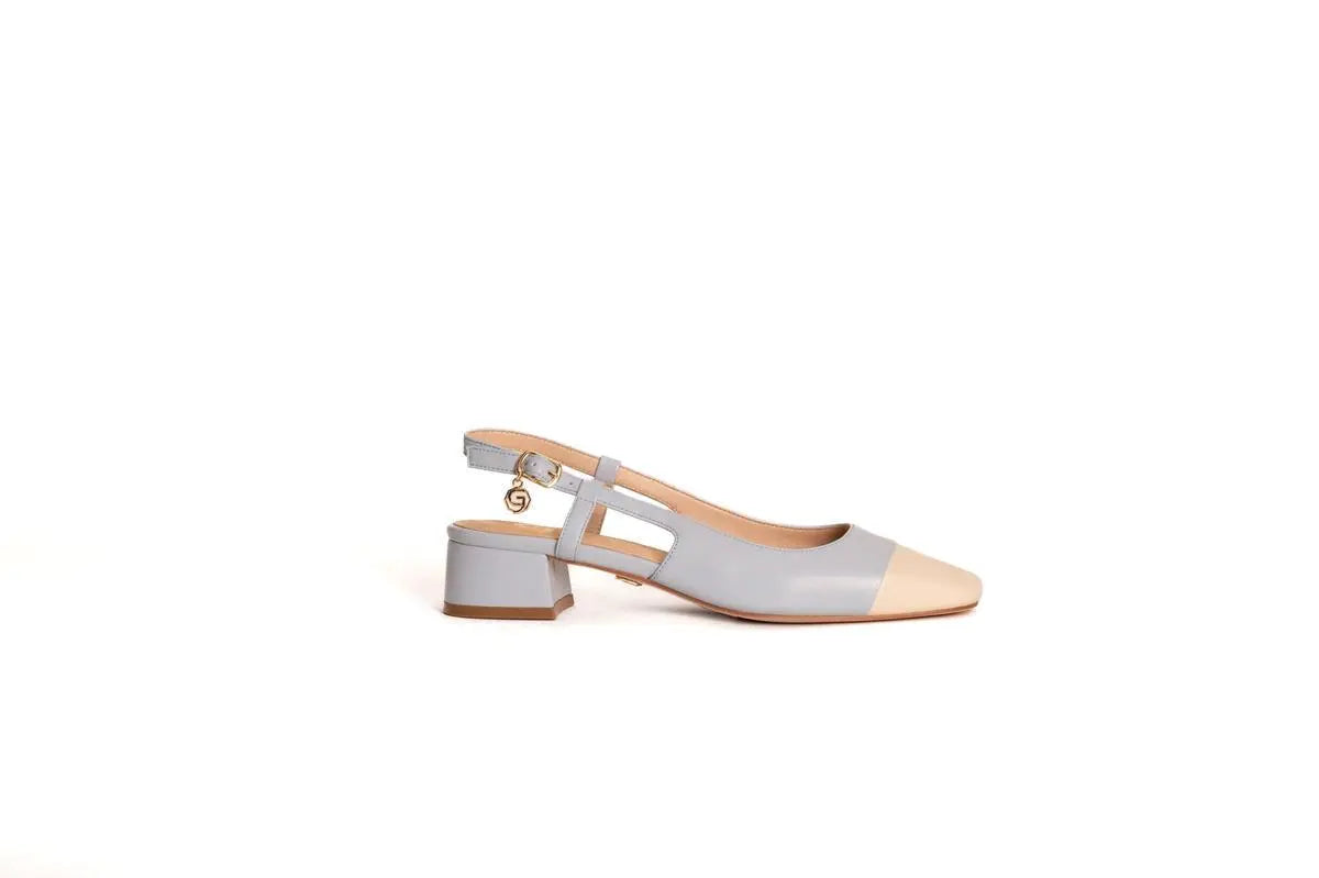 GU281 SLINGBACK BICOLORE AZZURRO GOLD&GOLD