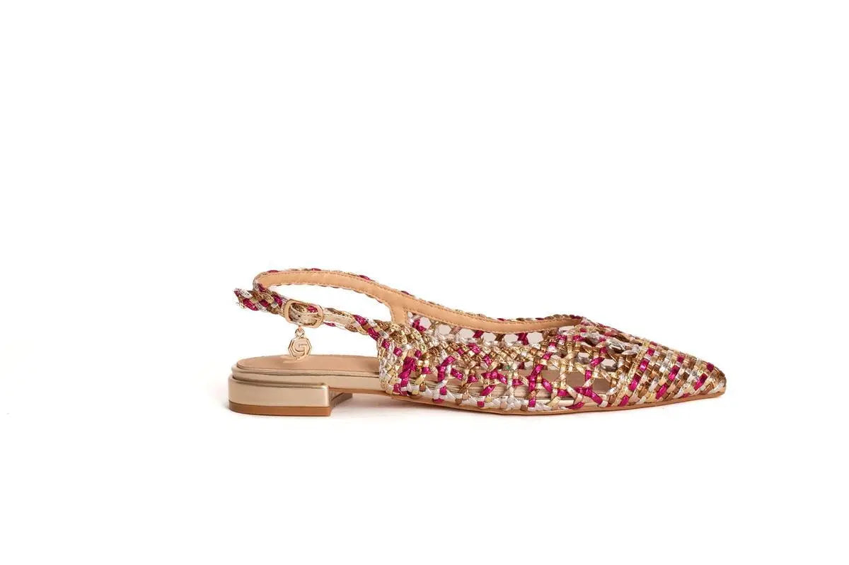 GV52 SLINGBACK INTRECCIATA MULTICOLOR GOLD&GOLD