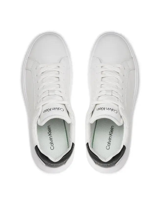 HM0HM01016 LOW TOP LACE UP LTH BIANCO/NERO CALVIN KLEIN
