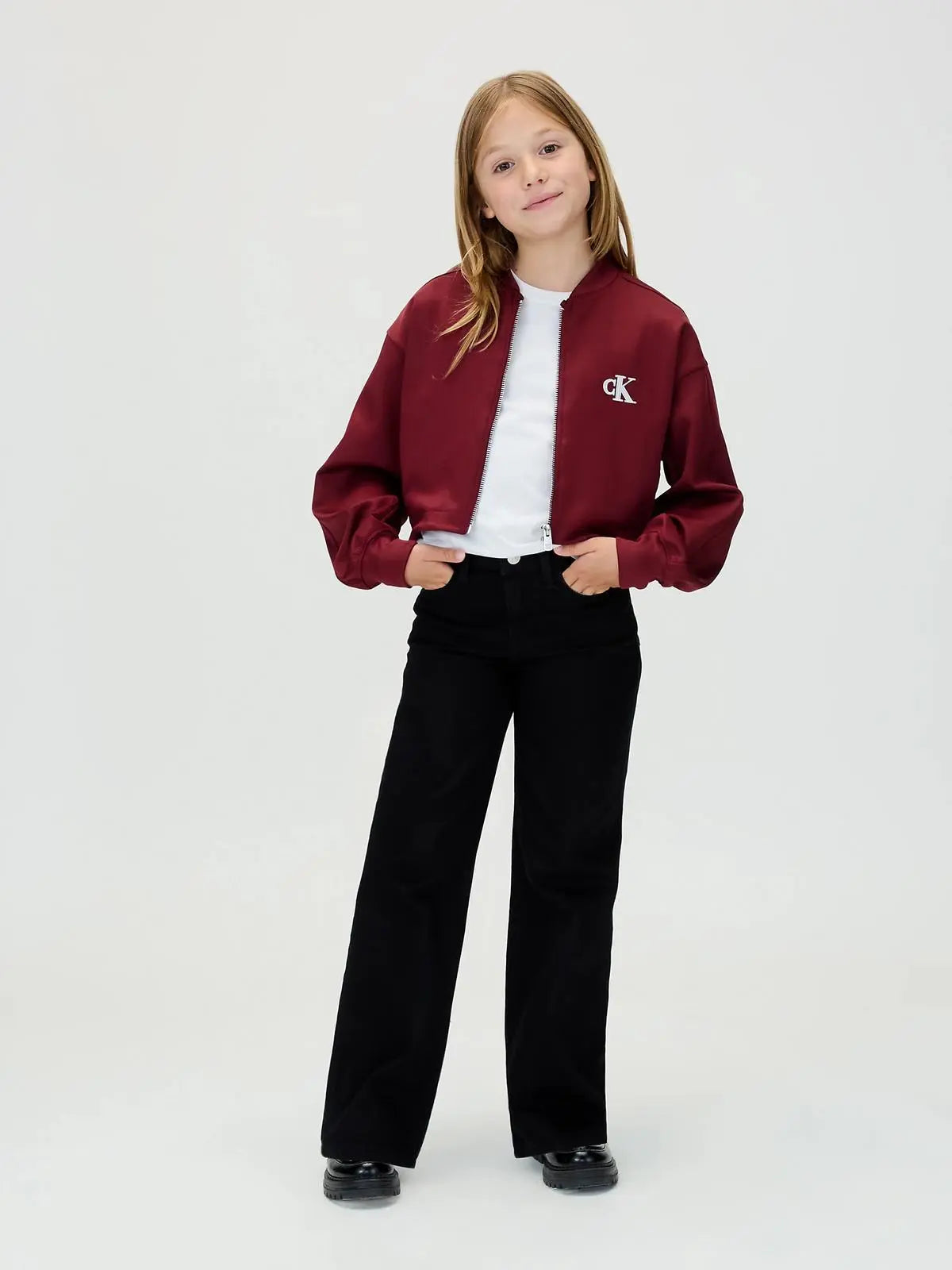 IG0IG03076T TRICOT BOMER JACKET ROSSO GRANATA CALVIN KLEIN