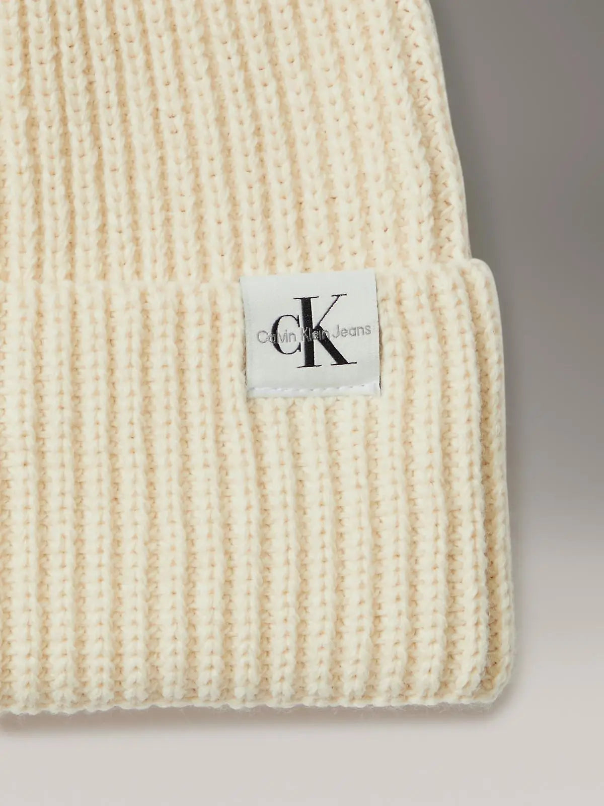 IU0IU00440 MONOGRAM RIB BEANIE BEIGE CALVIN KLEIN