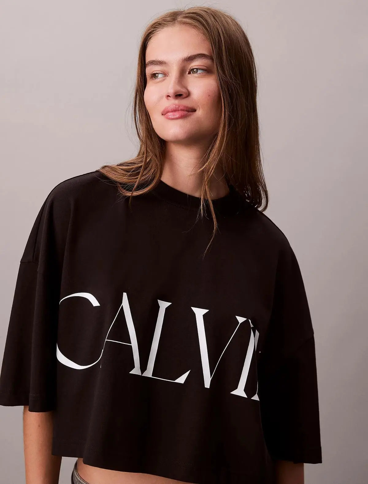 LV047D206G SS CALVIN KLEIN CROPPED GRAPHIC NERO CALVIN KLEIN