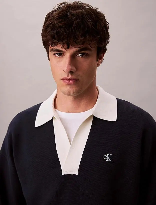 LV04RD303G LS SOLID OVERSIZED JOHNNY COLLAR BLU SCURO CALVIN KLEIN