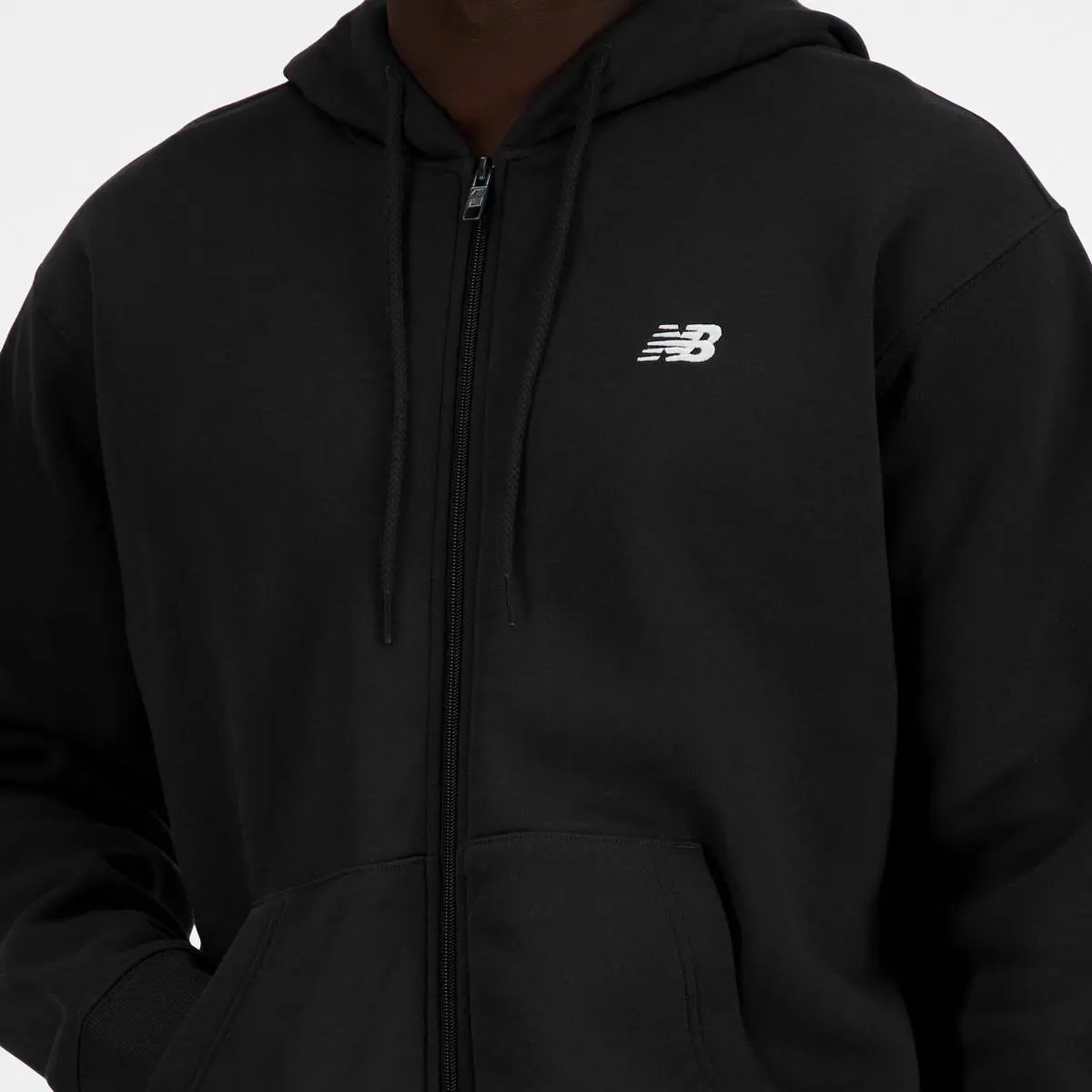 MJ41502 SPORT ESSENTIALS LOGO FLEECE FULL ZIP NERO NEW BALANCE