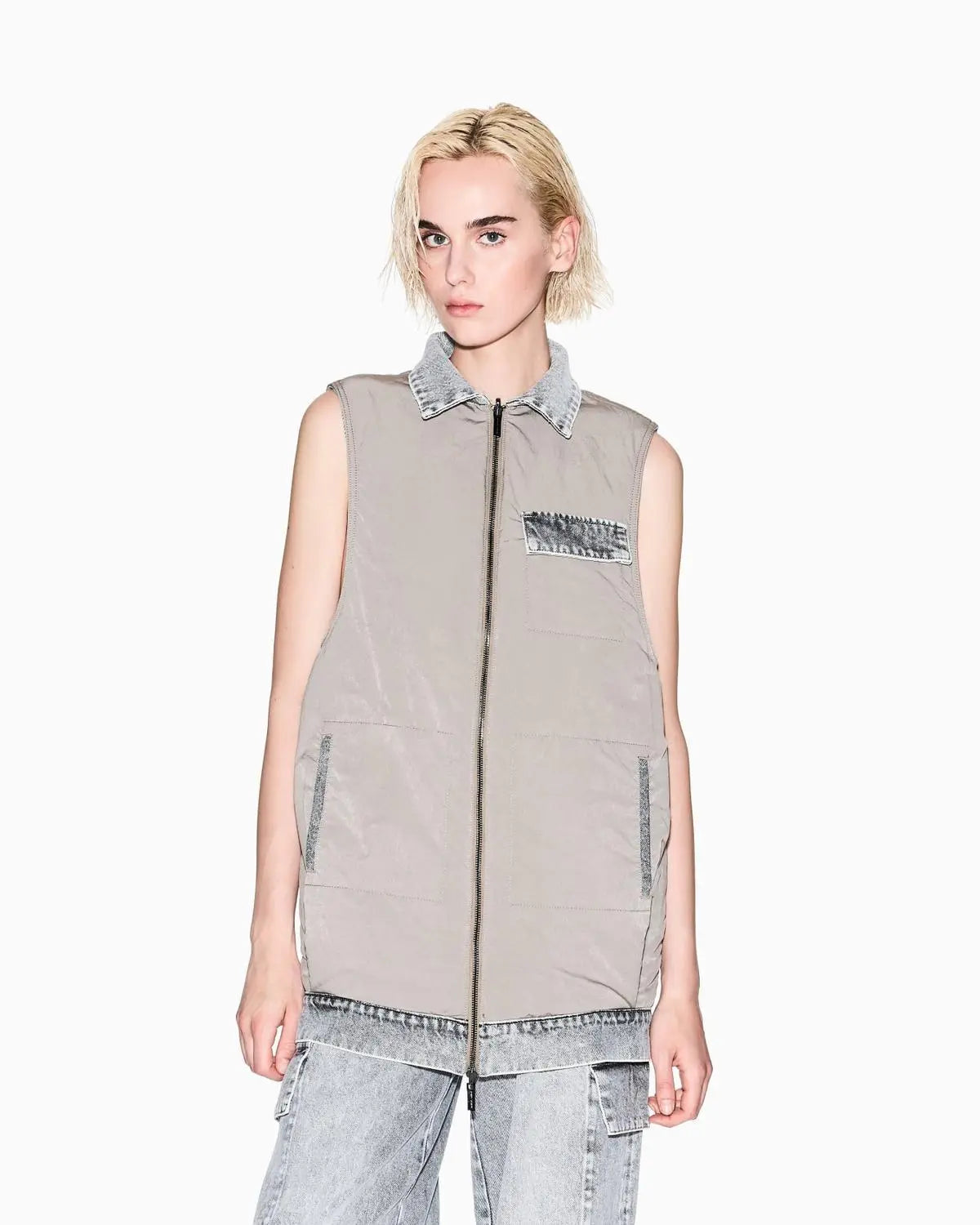 XW001401 AF16176 GIACCA SENZA MANICHE TORTORA/GRIGIO ARMANI