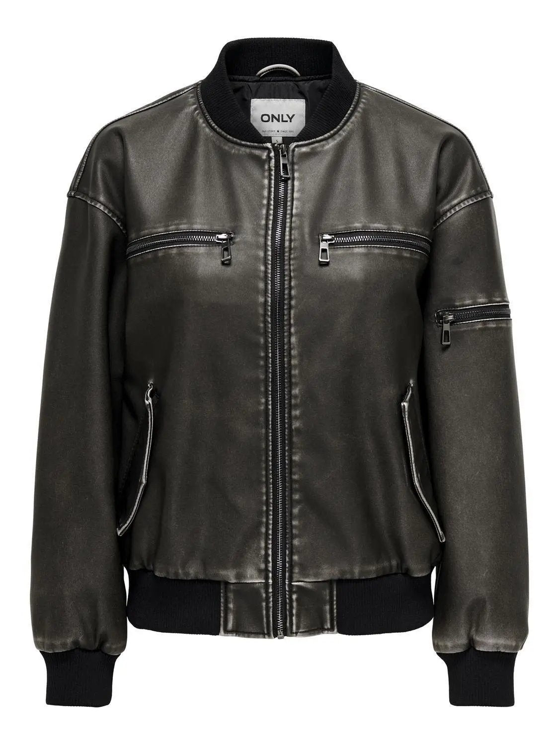 15319095 ONLHALLI FAUX LEATH OVERSIZE BOMBER NERO ONLY