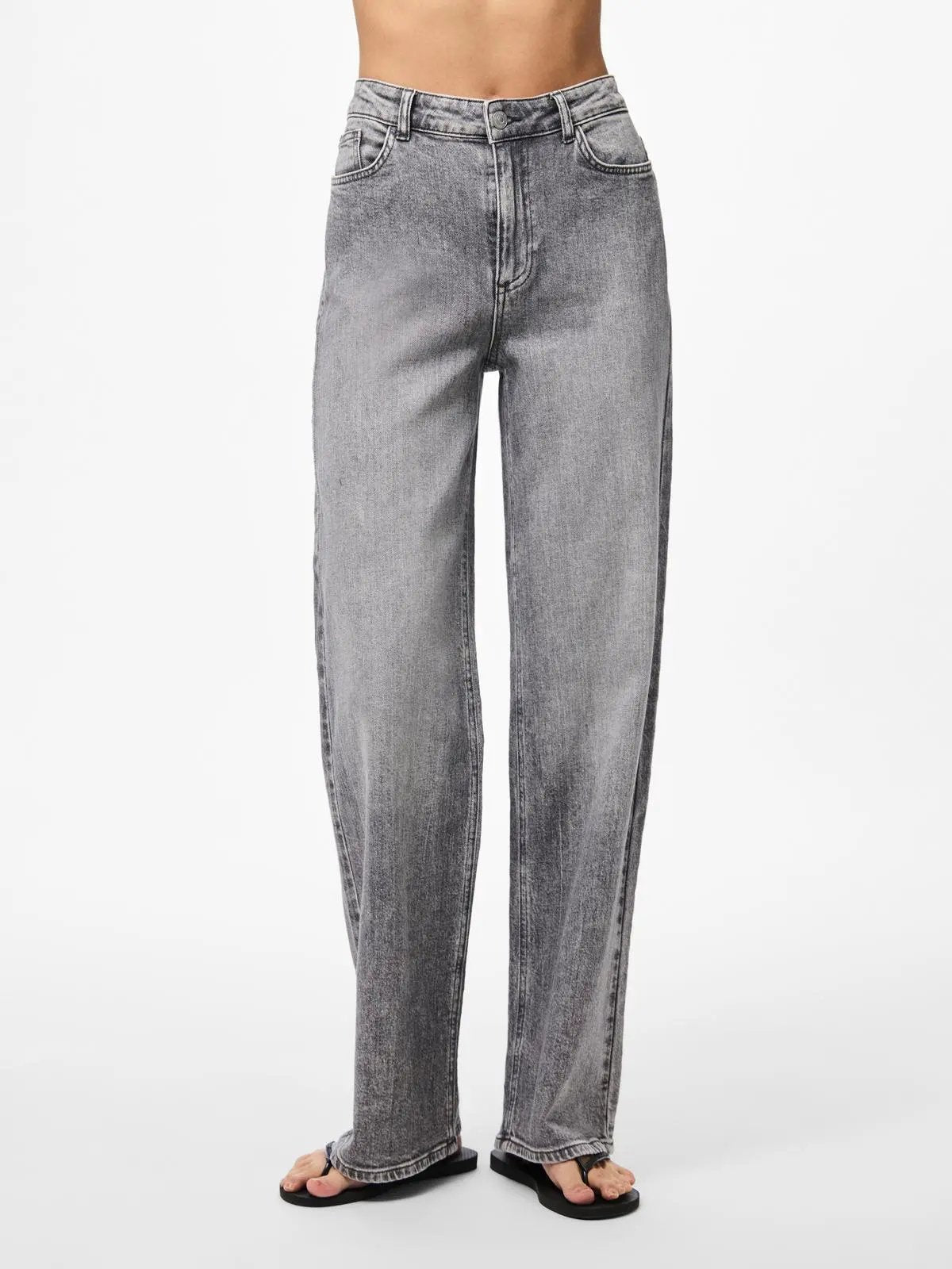 17159804 PCSILKE MW WIDE JEANS MG NOOS GRIGIO PIECES