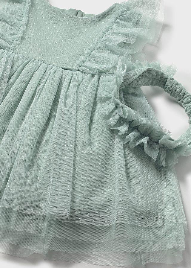 1905 VESTITO TUL CON CERCHIETTO VERDE ACQUA MAYORAL