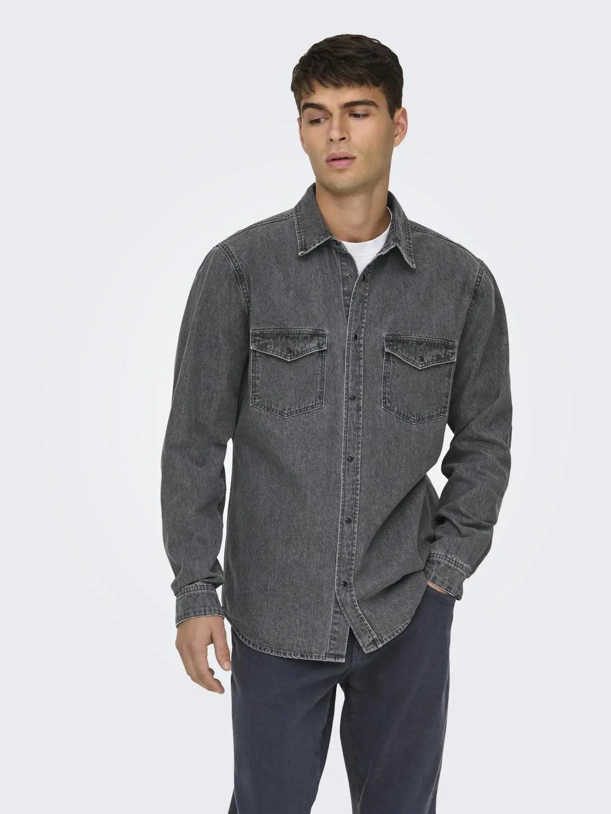 22023247 ONSBANE 3247 DNM SHIRT GRIGIO ONLY&SONS