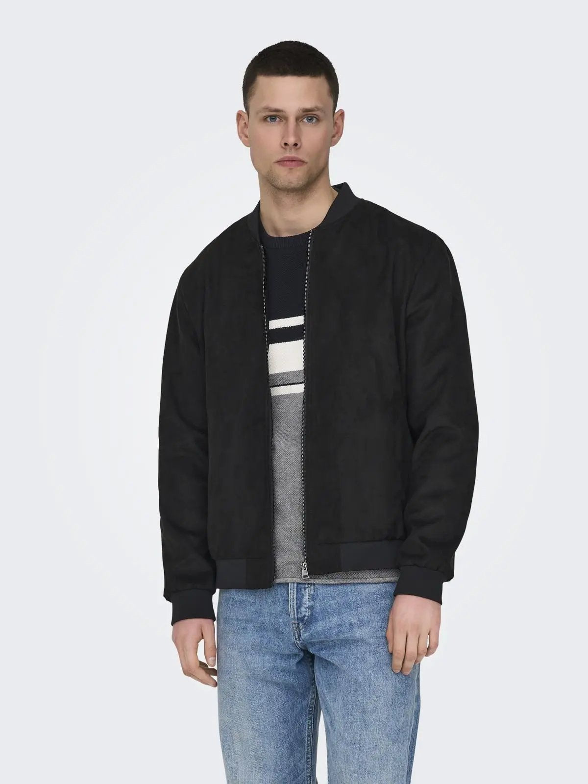 22027463 ONSLUCAS FAKE SUEDE BOMBER NERO ONLY&SONS
